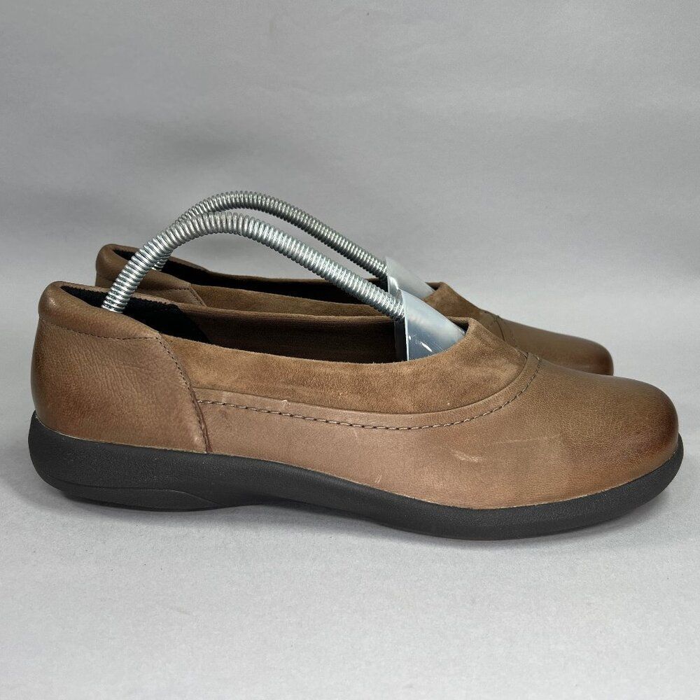 Abeo Etta Shoes Women's Size 10 Brown Leather Slip On Comfort Walking‎ Loafers